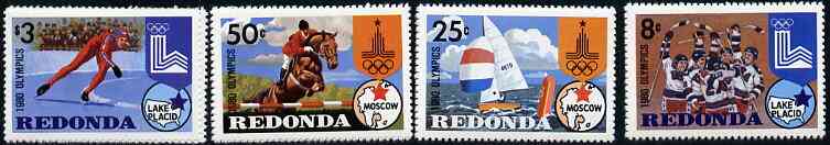 Antigua - Redonda 1980 Lake Placid Winter Olympics Perf set of 4 unmounted mint*, stamps on olympics