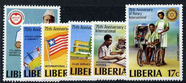 Liberia 1979 75th Anniversary of Rotary International Perf set of 6 unmounted mint, SG 1442-47*, stamps on rotary    wheelchair     disabled