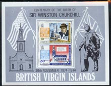 British Virgin Islands 1974 Birth Centenary of Sir Winston Churchill m/sheet unmounted mint, SG MS 324, stamps on churchill     personalities