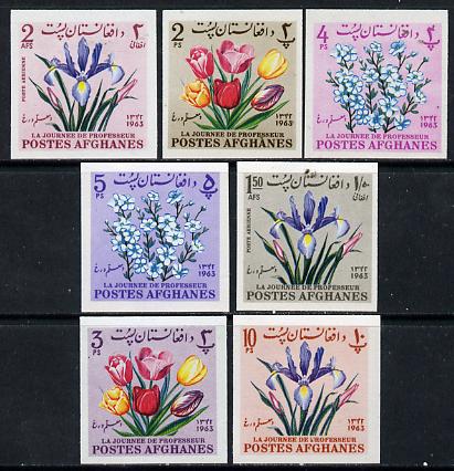 Afghanistan 1964 Flowers imperf set of 7 unmounted mint, stamps on flowers, stamps on iris, stamps on tulips