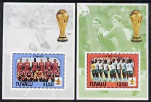 Tuvalu 1986 Football World Cup perf set of 2 m/sheets unmounted mint SG MS 396, stamps on sport, stamps on football
