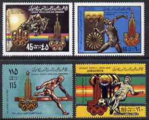 Libya 1979 Pre Olympics (1980 Moscow) perf set of 4 without silver opt unmounted mint, SG 939-42, stamps on sport     football    javelin     hurdles    show-jumping    olympics