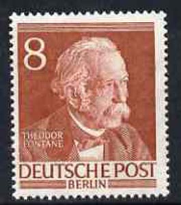 Germany - West Berlin 1952-54 Fontane (Writer) 8pf from Famous Berliners set unmounted mint, SG  B94, stamps on literature       personalities       books