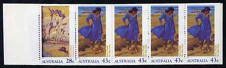 Australia 1990 Heidelberg & Heritage $2 booklet complete containing pane SG 1269a (imperf x P14.5) SG SB72, stamps on arts