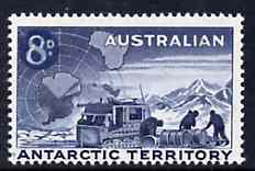 Australian Antarctic Territory 1959 Weazel & Team 8d on 7d unmounted mint, SG 3, stamps on polar         maps
