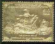 Easdale 1992 Columbus 500th Anniversary \A310 (The Journey Begins) embossed in 22k gold foil unmounted mint, stamps on columbus    explorers    ships