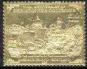 Easdale 1992 Columbus 500th Anniversary \A310 (The Labyrinth of the Bahamas) embossed in 22k gold foil unmounted mint, stamps on columbus    explorers    ships