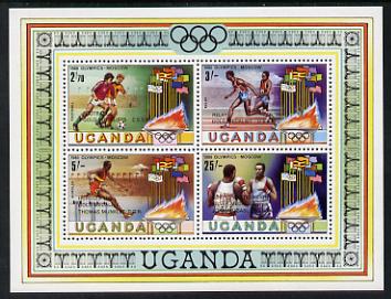 Uganda 1980 Olympic Medal Winners m/sheet unmounted mint SG MS 334, stamps on olympics     sport     football    relay    hurdles    boxing