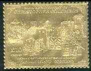 Easdale 1992 Columbus 500th Anniversary \A310 (Hispanic Settlement of Santo Domingo) embossed in 22k gold foil unmounted mint, stamps on columbus    explorers    ships