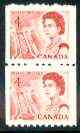 Canada 1967-73 def 4c red (Ship in Lock) unmounted mint coil pair (perf 9.5 x imperf) SG 592, strips pro rata, stamps on ships