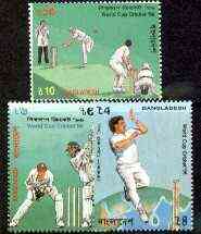 Bangladesh 1996 Cricket World Cup set of 3 unmounted mint, SG 593-96*, stamps on sport, stamps on cricket