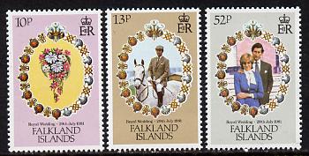 Falkland Islands 1981 Royal Wedding set of 3 (SG 402-4) unmounted mint, stamps on royalty, stamps on diana, stamps on charles, stamps on 