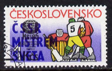 Czechoslovakia 1985 Ice Hockey with victory overprint fine cto used, SG 2784, stamps on sport    ice hockey