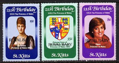 St Kitts 1982 Prince William set of 3 (SG 98-100) unmounted mint, stamps on , stamps on  stamps on royalty     william     royalty, stamps on  stamps on diana, stamps on  stamps on charles, stamps on  stamps on 