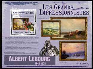 Comoro Islands 2009 Impressionists - Albert Lebourg perf s/sheet unmounted mint, stamps on personalities, stamps on arts, stamps on impressionists, stamps on 
