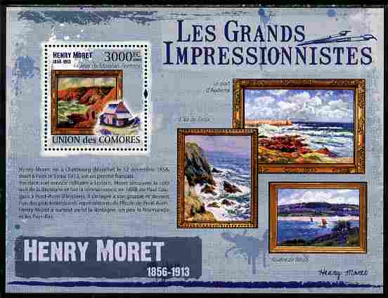 Comoro Islands 2009 The Impressionists - Henry Moret perf souvenir sheet unmounted mint, stamps on arts