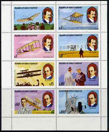 Equatorial Guinea 1979 Flight Anniversary of Wright Brothers complete perf set of 8 values unmounted mint, stamps on aviation    statues    monuments     americana    civil engineering