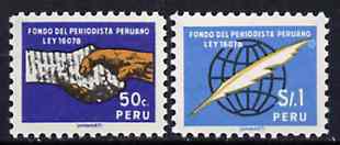 Peru - 50c & 1s Journalists stamps unmounted mint, Mi 49-50Zw (listed but not priced), stamps on newspapers, stamps on printing