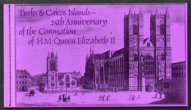 Turks & Caicos Islands 1978 QE2 Coronation 25th Anniversary Booklet containing SG 499a & b (SB2), stamps on royalty      coronation