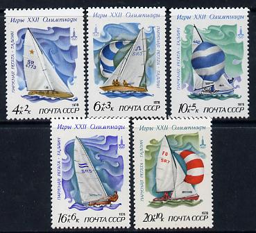 Russia 1978 Olympic Sports #4 (Sailing) set of 5 unmounted mint, SG 4820-24, MI 4781-85, stamps on sport, stamps on yachts, stamps on olympics, stamps on sailing