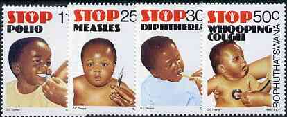 Bophuthatswana 1985 Child Health set of 4 unmounted mint, SG 154-57*, stamps on medical, stamps on  children, stamps on vaccines