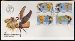 Ciskei 1984 Migratory Birds (Martins & Swallows) set of 4 on unaddressed illustrated cover with special first day cancel (SG 60-63), stamps on birds, stamps on martins, stamps on swallows, stamps on maps