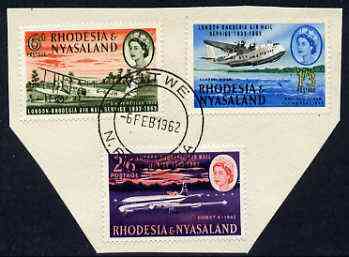 Rhodesia & Nyasaland 1962 Airmail Service set of 3 very fine cds used, SG 40-42, stamps on aviation, stamps on flying boats, stamps on  dh , stamps on de havilland, stamps on short