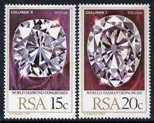 South Africa 1980 World Diamond Congress set of 2 unmounted mint, SG 477-78, stamps on minerals, stamps on , stamps on mining, stamps on 