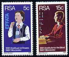 South Africa 1981 Centenary of Institutes for Deaf & Blind set of 2 unmounted mint, SG 495-96*, stamps on blind, stamps on deaf, stamps on disabled, stamps on medical