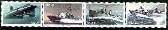 South Africa 1982 Anniversary of South African Navy set of 4 unmounted mint, SG 506-509, stamps on ships, stamps on submarines