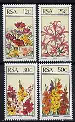 South Africa 1985 Flowers set of 4 unmounted mint, SG 586-89*, stamps on flowers, stamps on freesias, stamps on gladiolii, stamps on 