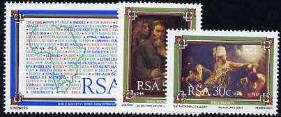 South Africa 1987 The Bible Society set of 3 unmounted mint, SG 626-28*, stamps on religion, stamps on maps
