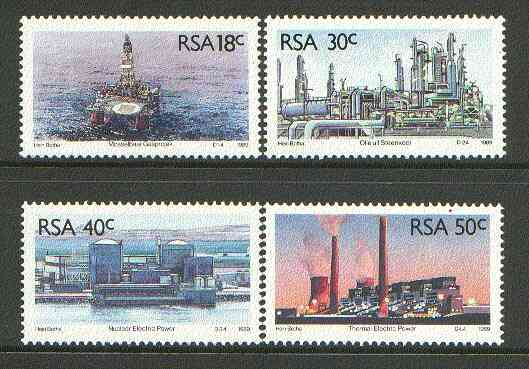 South Africa 1989 Energy Sources set of 4 unmounted mint, SG 696-99, stamps on energy, stamps on  oil , stamps on coal, stamps on nuclear, stamps on science, stamps on gas