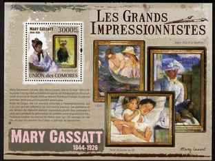 Comoro Islands 2009 Impressionists - Mary Cassatt perf s/sheet unmounted mint, stamps on personalities, stamps on arts, stamps on impressionists, stamps on 