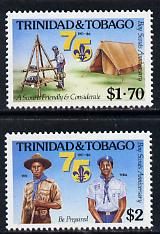Trinidad & Tobago 1986 Boy Scouts set of 2 unmounted mint, SG 710-11, stamps on scouts