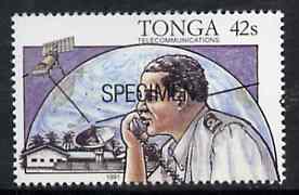 Tonga 1991 Coastguard Controller 42s optd SPECIMEN, from Telecommunications, as SG 1143 unmounted mint, stamps on rescue, stamps on telephone, stamps on communications