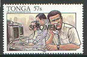 Tonga 1991 Meteorologist Collecting Data 57s optd SPECIMEN, from Telecommunications, as SG 1146 unmounted mint, stamps on weather, stamps on computers, stamps on telephones, stamps on communications