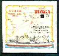 Tonga 1972 Inaugural Internal Airmail surch & opt on self-adhesive Map & MV Olovaha unmounted mint, SG 428*, stamps on self adhesive, stamps on ships, stamps on maps