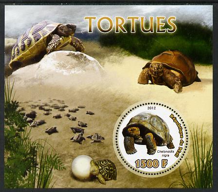 Mali 2012 Fauna - Tortoises perf m/sheet containing 1500f circular value unmounted mint, stamps on shaped, stamps on tortoises
