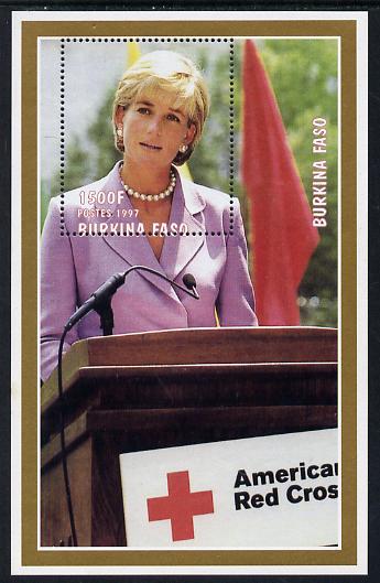 Burkina Faso 1997 Princess Diana #3 perf m/sheet unmounted mint, stamps on personalities, stamps on diana, stamps on royalty, stamps on red cross