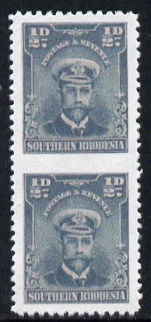 Southern Rhodesia 1924-29 KG5 Admiral 1/2d blue-green vertical pair imperf between  Maryland forgery unused, as SG 1b - the word Forgery is printed on the back and comes ..., stamps on maryland, stamps on forgery, stamps on forgeries, stamps on  kg5 , stamps on 