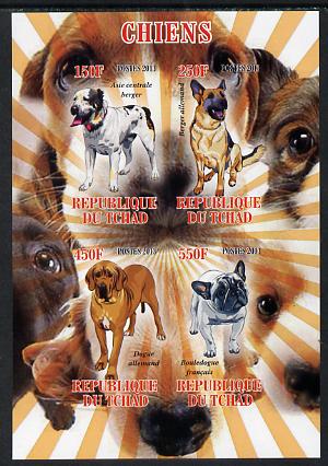 Chad 2013 Dogs #1 imperf sheetlet containing 4 values unmounted mint, stamps on dogs