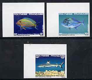 French Polynesia 1983 Fishes #4 imperf set of 3 from limited printing, unmounted mint as SG 386-88*, stamps on fish, stamps on marine-life