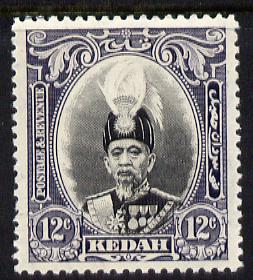 Malaya - Kedah 1937 Sultan 12c black & violet fine mounted mint SG 61, stamps on , stamps on  kg6 , stamps on  kg5 , stamps on 
