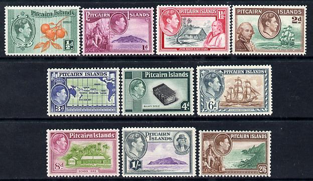 Pitcairn Islands 1940-51 KG6 definitive set complete 10 values incl scarce 4d & 8d values all unmounted mint, SG 1-8, stamps on , stamps on  kg6 , stamps on 