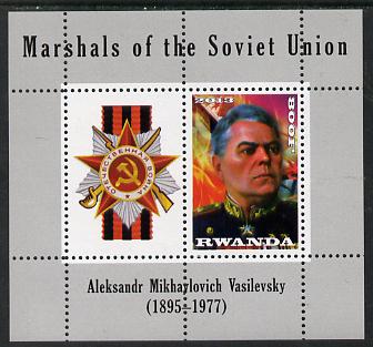 Rwanda 2013 Marshals of the Soviet Union - Aleksandr Mikhaylovich Vasilevsky perf sheetlet containing 1 value & label unmounted mint, stamps on personalities, stamps on constitutions, stamps on medals, stamps on militaria