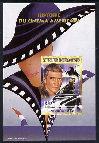 Madagascar 1999 History of American Cinema - Antonio Banderas imperf m/sheet unmounted mint. Note this item is privately produced and is offered purely on its thematic appeal , stamps on personalities, stamps on films, stamps on cinema, stamps on entertainments, stamps on movies, stamps on 