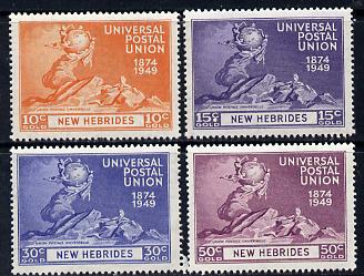 New Hebrides - English 1949 KG6 75th Anniversary of Universal Postal Union set of 4 unmounted mint, SG 64-67, stamps on , stamps on  kg6 , stamps on  upu , stamps on 
