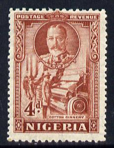 Nigeria 1936 KG5 Pictorial 4d red-brown mounted mint, SG 39, stamps on , stamps on  kg5 , stamps on cotton, stamps on textiles