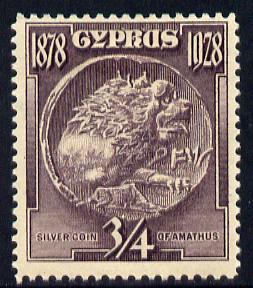 Cyprus 1928 KG5 50th Anniversary 3/4 pi dull purple mounted mint SG123, stamps on , stamps on  kg5 , stamps on coins